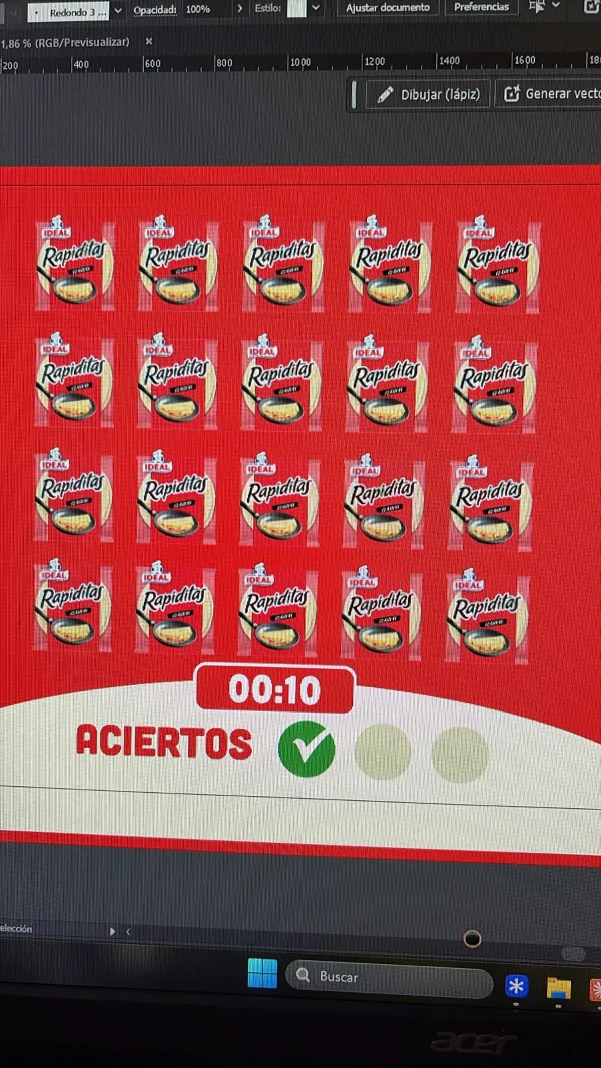 Una captura del proceso: la interfaz tomando forma antes de llegar al módulo táctil.